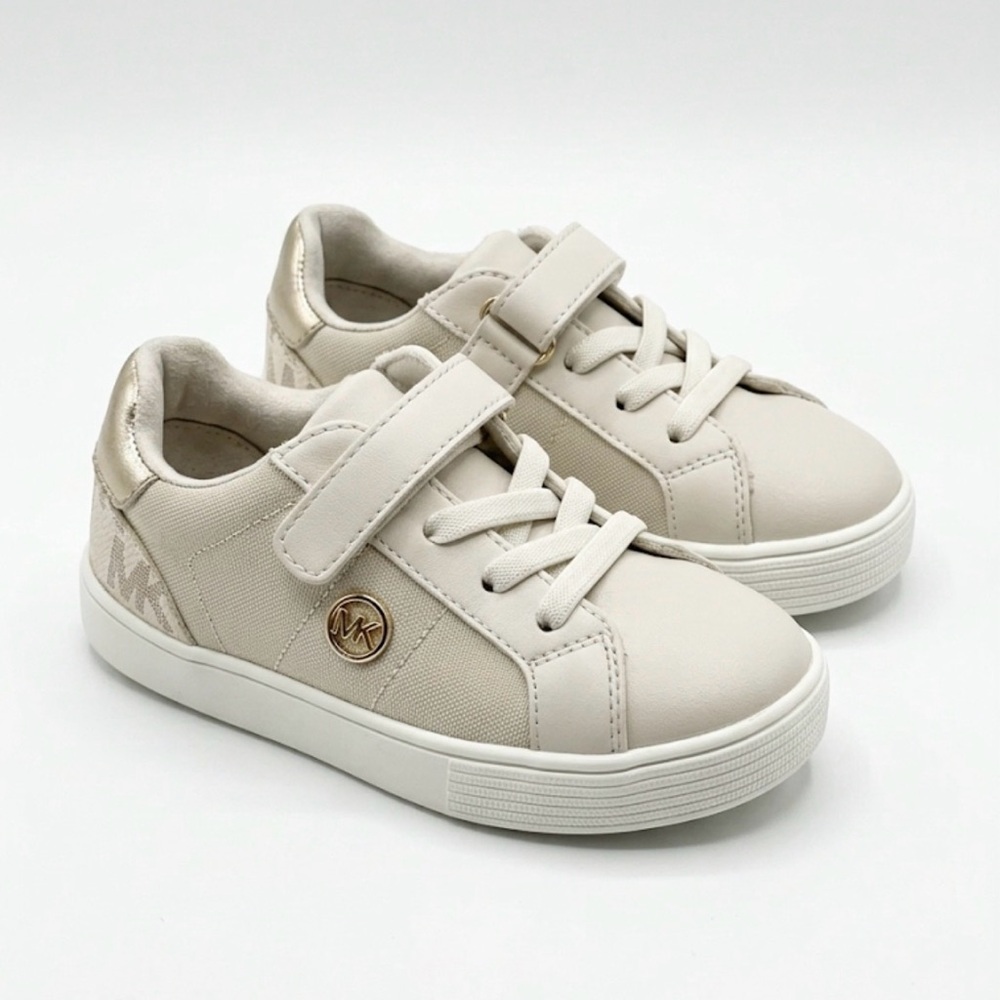 Michael Kors Kids Zia Jem Sneakers Toddler Size 10 Cream Gold Faux Laces Velcro